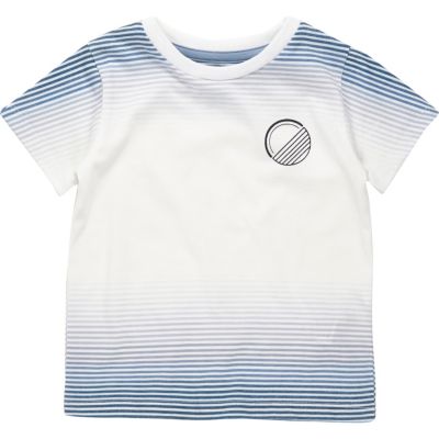 Mini boys blue faded stripe t-shirt